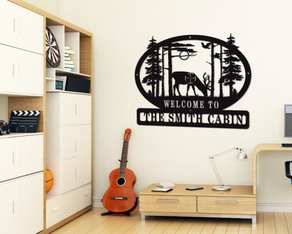 Deer Hunting Antler Sign Custom Outdoor Metal Signs Hunter’s Room Decor Front Porch Decor