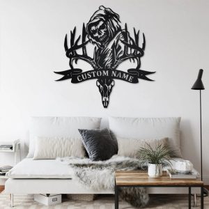 Deer Hunting Grim Reaper Metal Art Personalized Metal Name Signs Gifts For Hunter Dad Hunting Room Decor