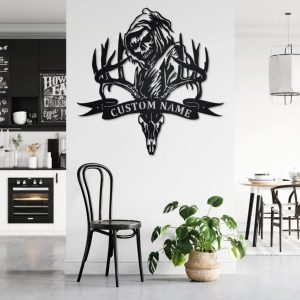 Deer Hunting Grim Reaper Metal Art Personalized Metal Name Signs Gifts For Hunter Dad Hunting Room Decor 3