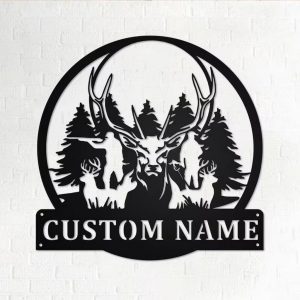 Deer Hunting Metal Art Personalized Metal Name Sign Hunting Room Decor Gift for Hunter