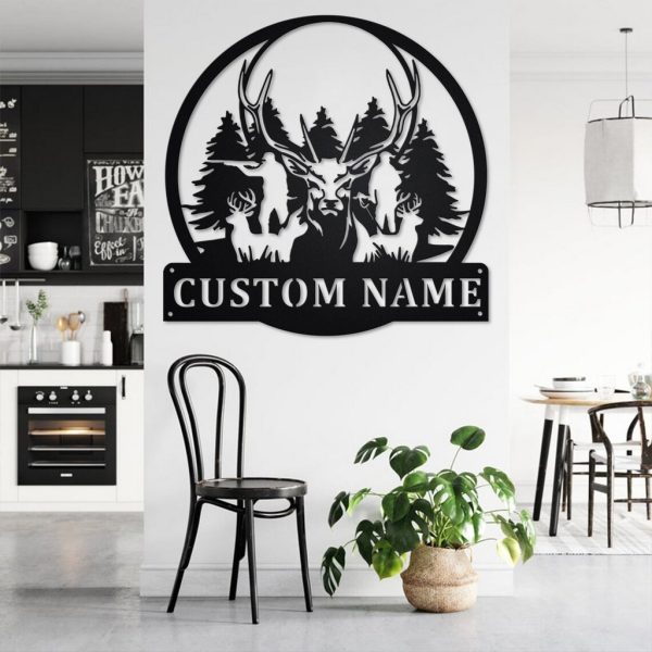 Deer Hunting Metal Art Personalized Metal Name Sign Hunting Room Decor Gift for Hunter