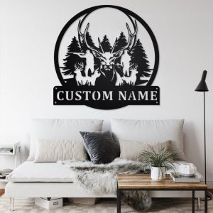 Deer Hunting Metal Art Personalized Metal Name Sign Hunting Room Decor Gift for Hunter 3