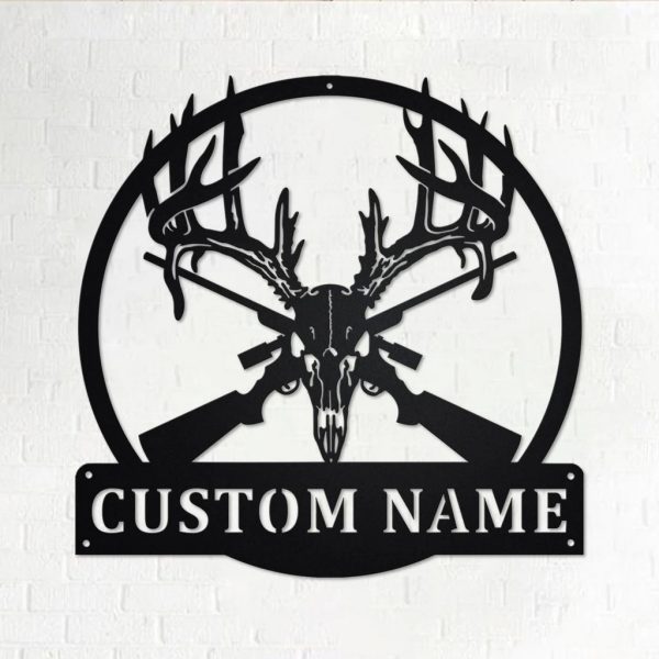 Deer Skull Hunting Metal Art Personalized Metal Name Signs Room Decor Gifts For Hunter Dad