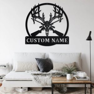 Deer Skull Hunting Metal Art Personalized Metal Name Signs Room Decor Gifts For Hunter Dad 2
