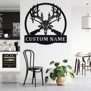 Deer Skull Hunting Metal Art Personalized Metal Name Signs Room Decor Gifts For Hunter Dad 3
