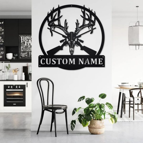 Deer Skull Hunting Metal Art Personalized Metal Name Signs Room Decor Gifts For Hunter Dad