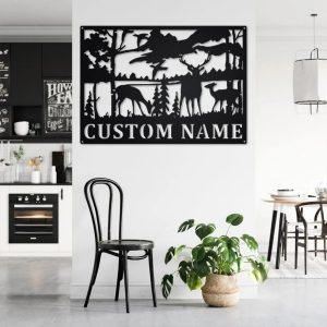 Deer Wildlife Metal Art Personalized Metal Name Signs Gifts For Hunter Dad Hunting Room Decor