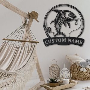 Dolphin Fish Metal Art Personalized Metal Name Sign Decor Home Fishing Gift for Fisherman 2