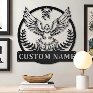 Dove Bird Metal Art Personalized Metal Name Sign Decor Home Gift for Animal Lover 3