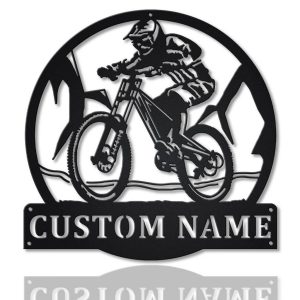 Downhill Mountain Biking Metal Sign Personalized Metal Name Signs Home Decor Sport Lovers Gifts