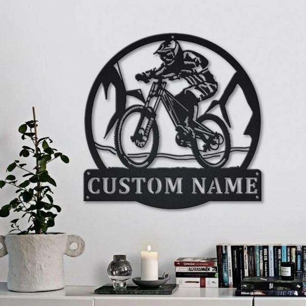 Downhill Mountain Biking Metal Sign Personalized Metal Name Signs Home Decor Sport Lovers Gifts