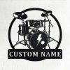 Drummer Musical Instrument Metal Art Personalized Metal Name Sign Music Room Decor 1