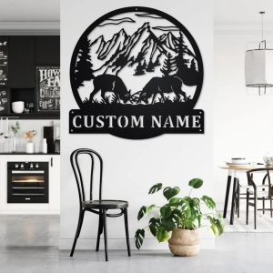 Dueling Caribou Elk Deer Metal Art Personalized Metal Name Signs Gifts For Hunter Dad Home Decor 3