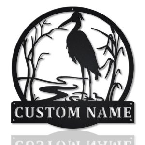 Egrets Bird Metal Art Personalized Metal Name Sign Decor Home Gift for Animal Lover 1