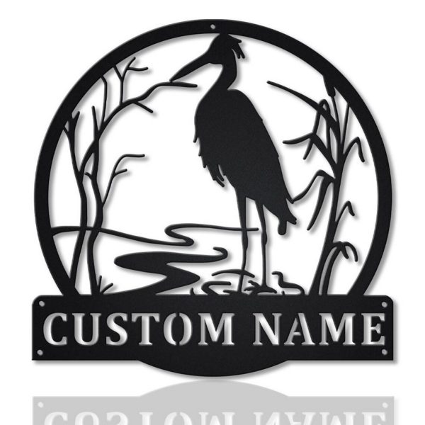 Egrets Bird Metal Art Personalized Metal Name Sign Decor Home Gift for Animal Lover