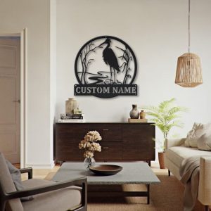 Egrets Bird Metal Art Personalized Metal Name Sign Decor Home Gift for Animal Lover 2