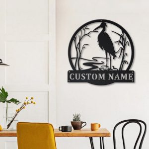 Egrets Bird Metal Art Personalized Metal Name Sign Decor Home Gift for Animal Lover 3