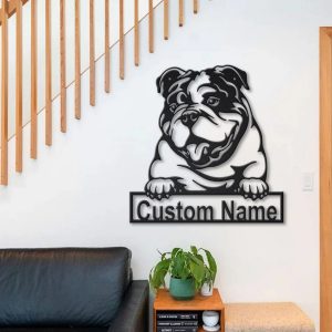 English Bulldog Metal Art Personalized Metal Name Sign Decor Home Gift for Dog Lover 3
