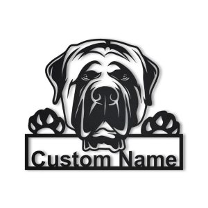 English Mastiff Dog Metal Art Personalized Metal Name Sign Decor Home Gift for Dog Lover