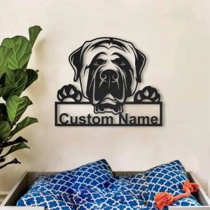 English Mastiff Dog Metal Art Personalized Metal Name Sign Decor Home Gift for Dog Lover 2