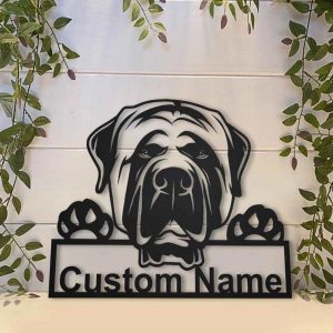 English Mastiff Dog Metal Art Personalized Metal Name Sign Decor Home Gift for Dog Lover 3