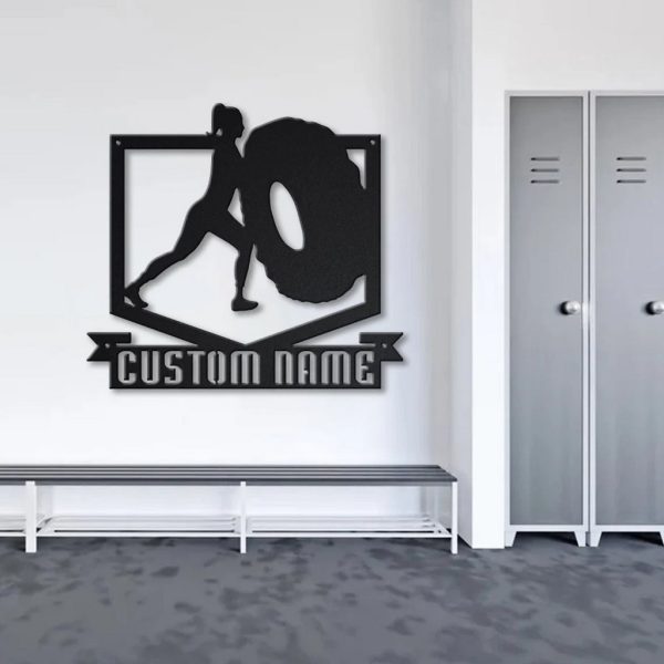 Female Bodybuilder Metal Sign Personalized Metal Name Signs Home Decor Sport Lovers Gifts