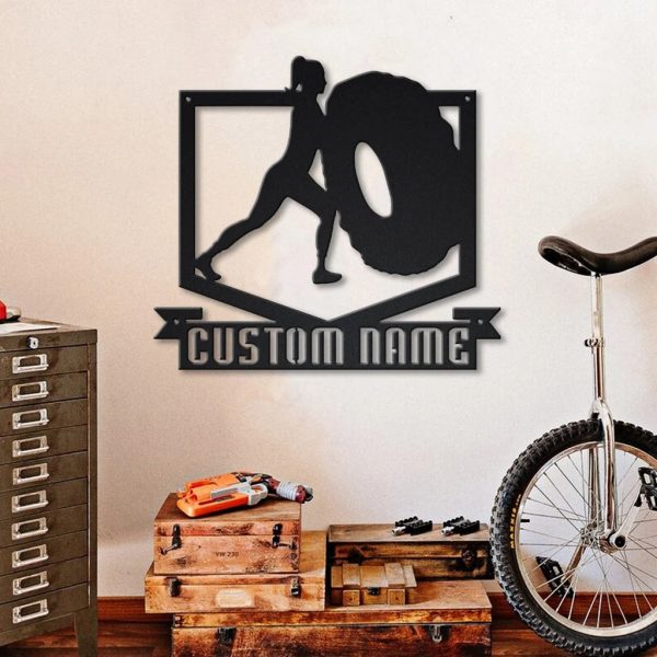 Female Bodybuilder Metal Sign Personalized Metal Name Signs Home Decor Sport Lovers Gifts