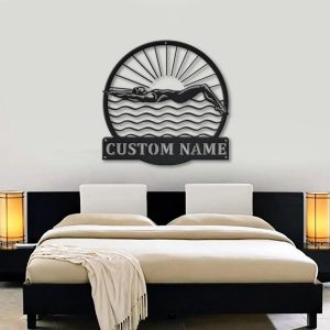 Female Swimmer Metal Sign Personalized Metal Name Signs Home Decor Sport Fan Gifts 3