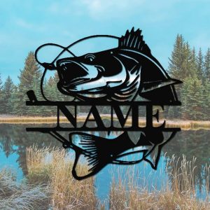 Fish Metal Art Personalized Metal Name Sign Fishing Signs Decor for Room