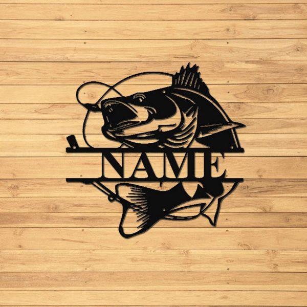 Fish Metal Art Personalized Metal Name Sign Fishing Signs Decor for Room