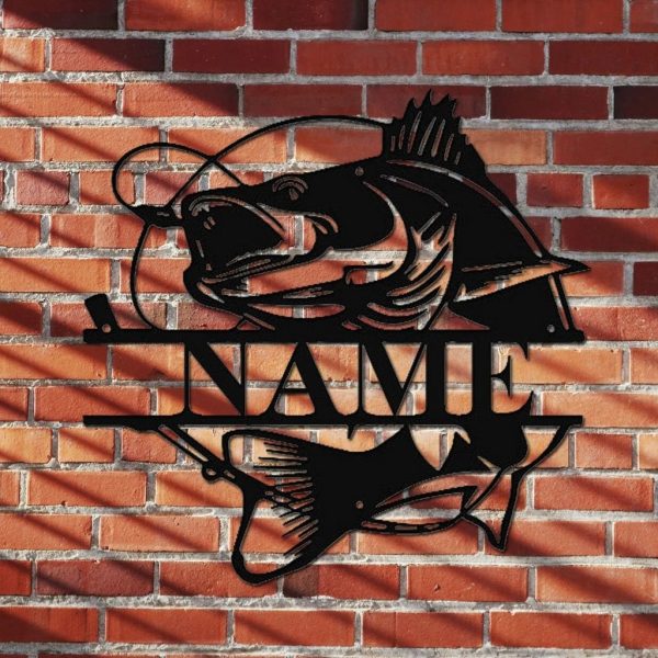 Fish Metal Art Personalized Metal Name Sign Fishing Signs Decor for Room