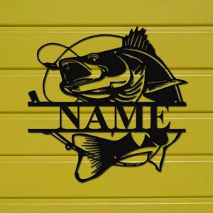 Fish Metal Art Personalized Metal Name Sign Fishing Signs Decor for Room 4