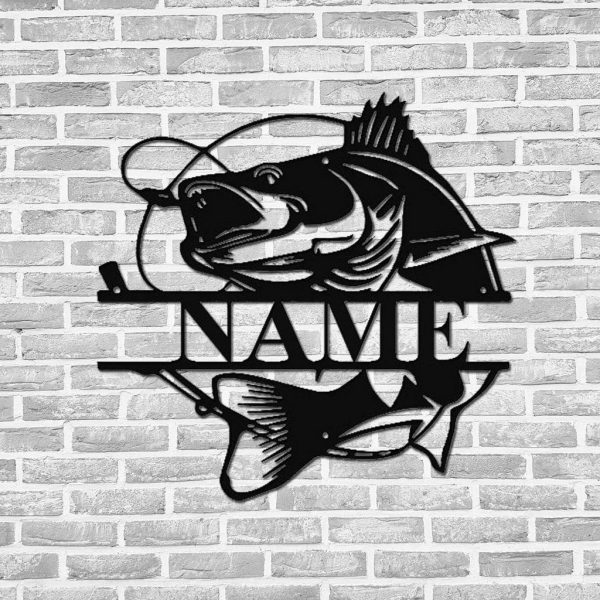 Fish Metal Art Personalized Metal Name Sign Fishing Signs Decor for Room