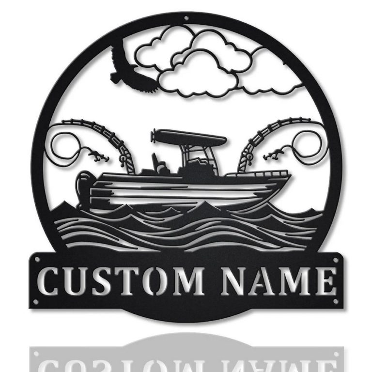 Fishing Boat Metal Art Personalized Metal Name Sign Home Decor Gift for