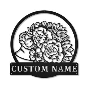 Floral Hedgehog Metal Art Personalized Metal Name Sign Decor Home Gift for Animal Lover 1