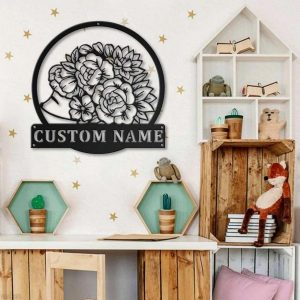 Floral Hedgehog Metal Art Personalized Metal Name Sign Decor Home Gift for Animal Lover 2