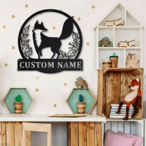 Fox Metal Art Personalized Metal Name Sign Decor Home Gift for Animal Lover 3