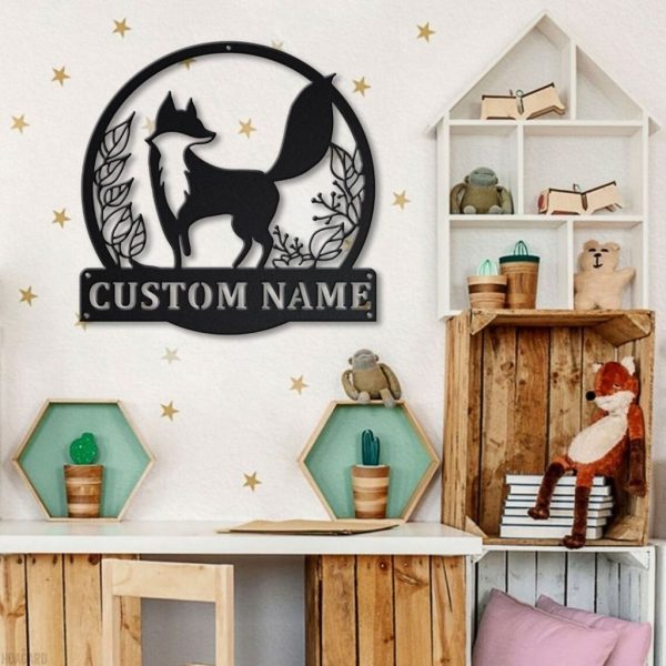 Fox Metal Art Personalized Metal Name Sign Decor Home Gift for Animal Lover