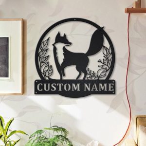 Fox Metal Art Personalized Metal Name Sign Decor Home Gift for Animal Lover 4