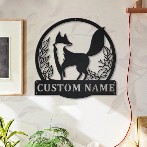 Fox Metal Art Personalized Metal Name Sign Decor Home Gift for Animal Lover