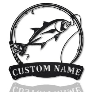 Giant Threadfin Fish Metal Art Personalized Metal Name Sign Decor Home Fishing Gift for Fisherman