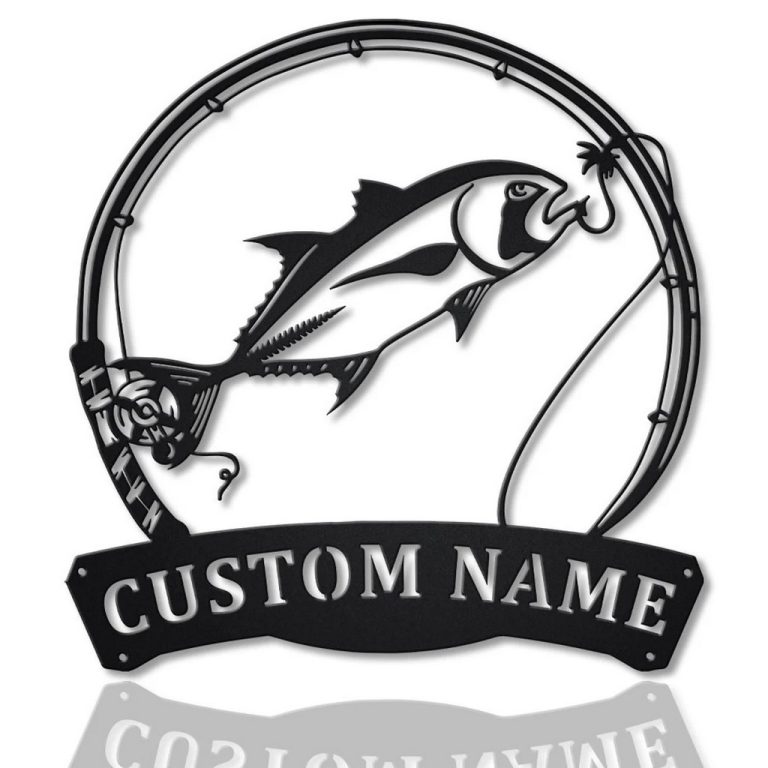 Giant Trevally Fish Metal Art Personalized Metal Name Sign Decor Home ...