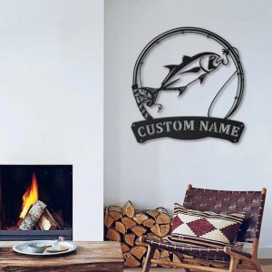 Giant Trevally Fish Metal Art Personalized Metal Name Sign Decor Home Fishing Gift for Fisherman 2