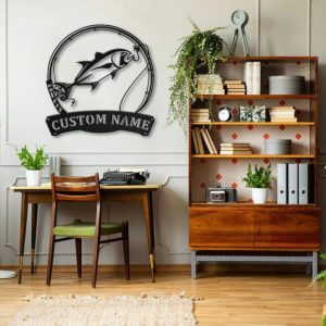 Giant Trevally Fish Metal Art Personalized Metal Name Sign Decor Home Fishing Gift for Fisherman 4