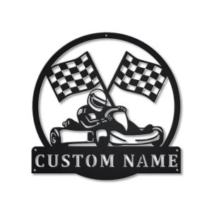 Go Kart Racing Metal Sign Personalized Metal Name Signs Home Decor Racing Sport Fan Gifts