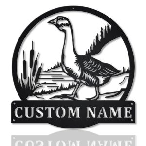 Goose Bird Metal Art Personalized Metal Name Sign Decor Home Gift for Animal Lover