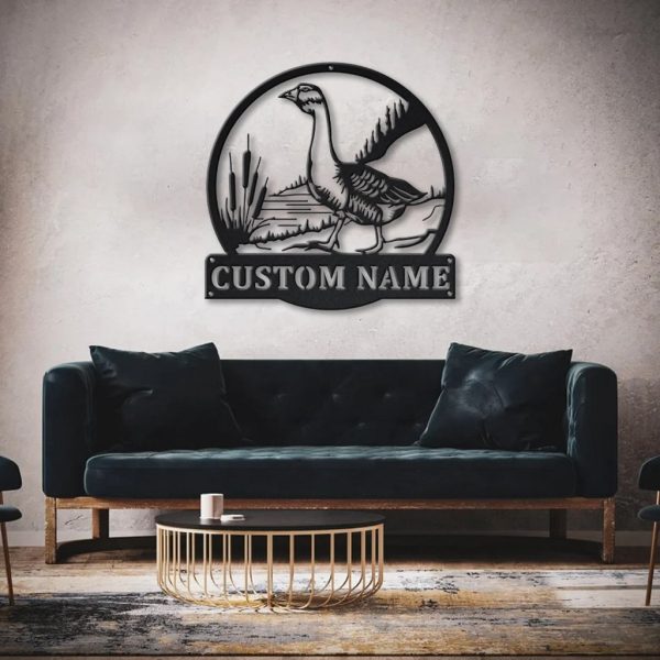 Goose Bird Metal Art Personalized Metal Name Sign Decor Home Gift for Animal Lover