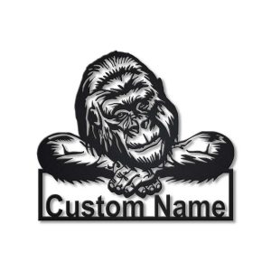 Gorilla Metal Art Personalized Metal Name Sign Decor Home Gift for Animal Lover 1