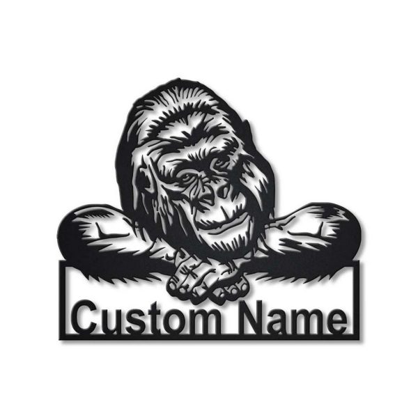 Gorilla Metal Art Personalized Metal Name Sign Decor Home Gift for Animal Lover