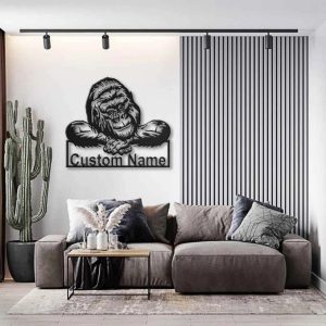 Gorilla Metal Art Personalized Metal Name Sign Decor Home Gift for Animal Lover 2